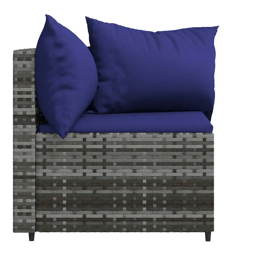 Canapés d'angle de jardin et coussins 2 pcs gris résine tressée - 5