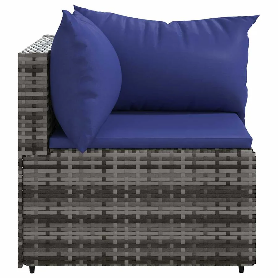 Canapés d'angle de jardin et coussins 2 pcs gris résine tressée - 5