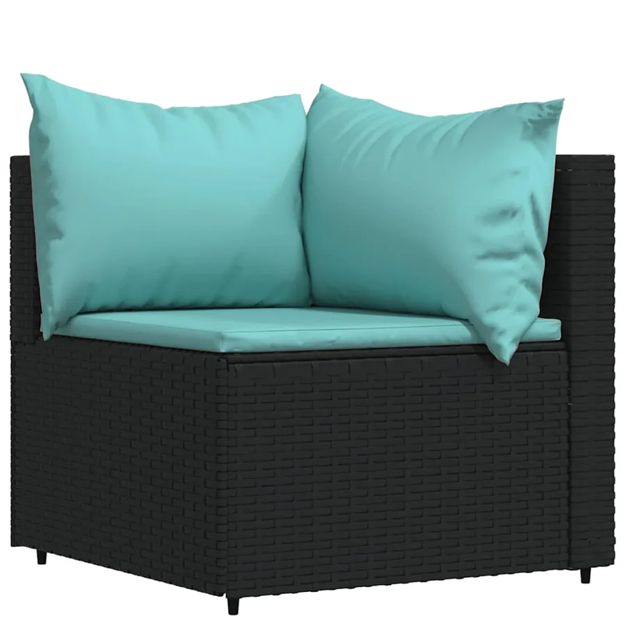 Salon de jardin 4 pcs avec coussins Noir Résine tressée - 4