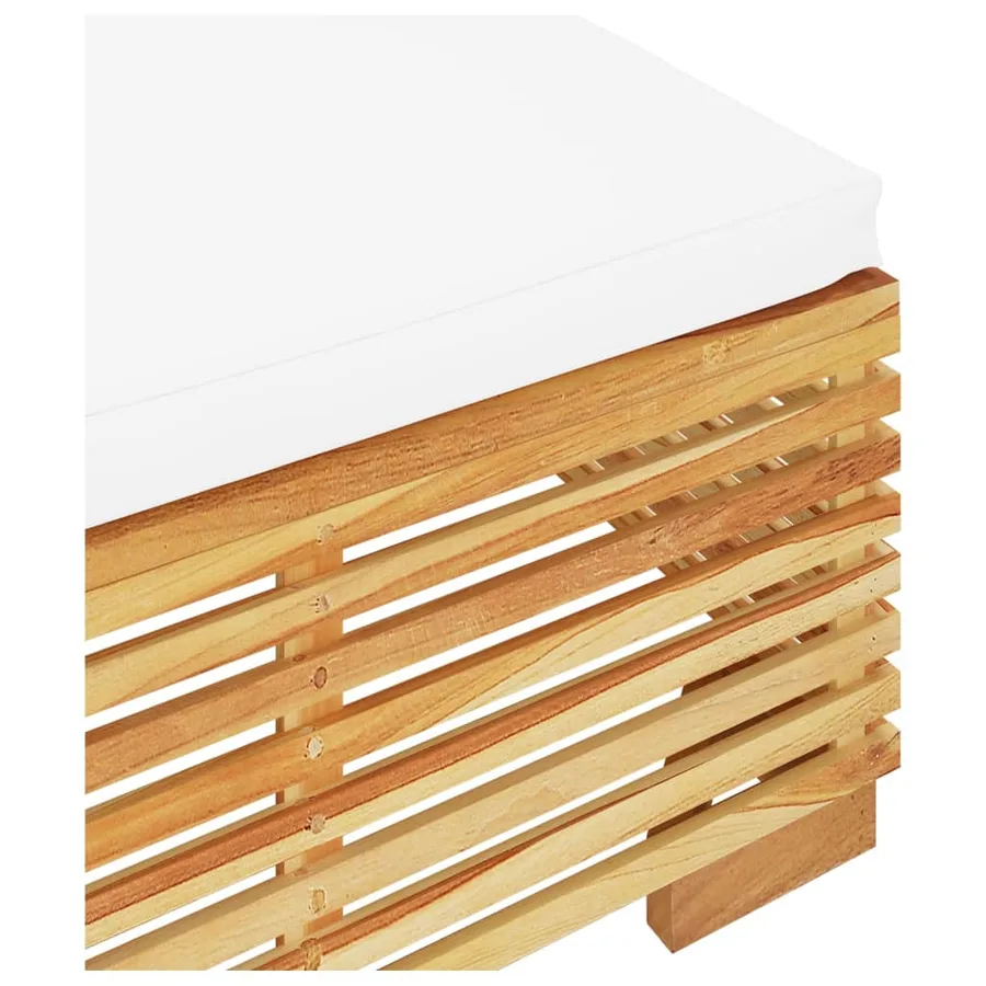 Repose-pied de jardin avec coussin crème Bois de teck massif - 5