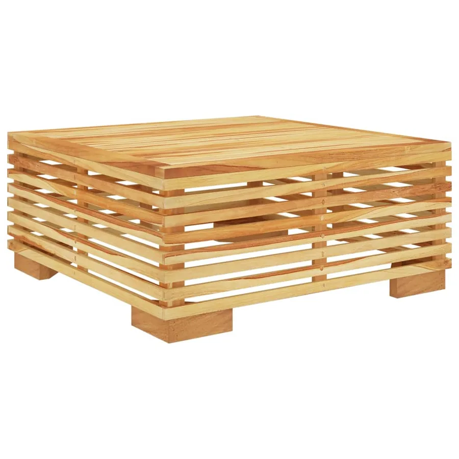 Repose-pied de jardin avec coussin crème Bois de teck massif - 6