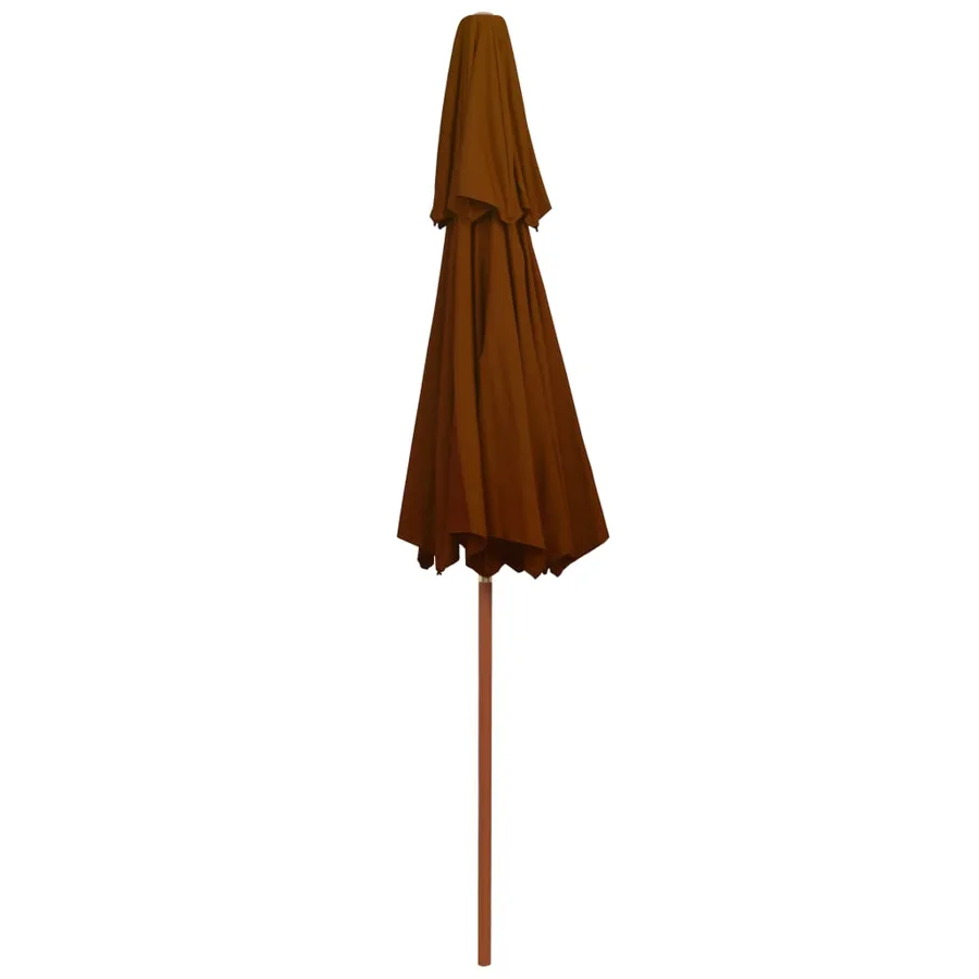 Parasol à deux étages avec mât en bois terre cuite 270 cm - 4