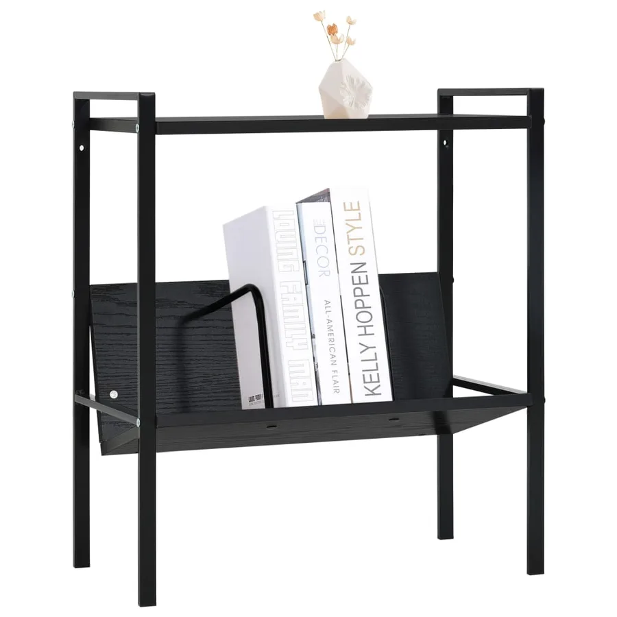 Bibliothèque 2 niveaux Noir 52x28x59 cm bois d'ingénierie - 2