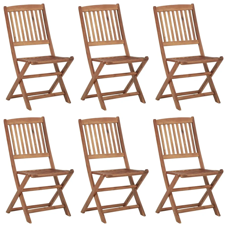 Chaises pliables de jardin lot de 6 avec coussins Bois d'acacia - 2