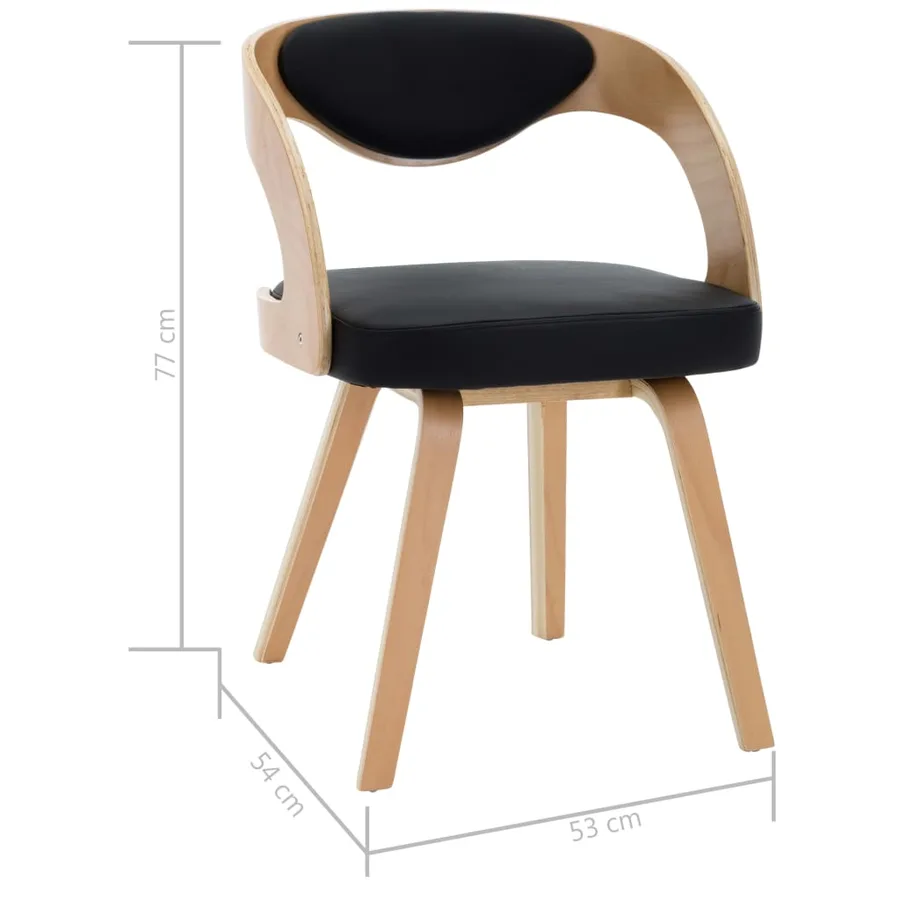 Chaises à manger lot de 2 noir bois courbé et similicuir - 7