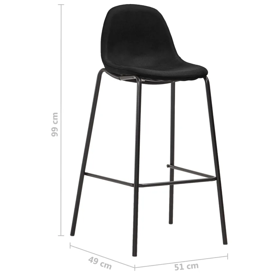 Chaises de bar lot de 2 noir tissu - 7