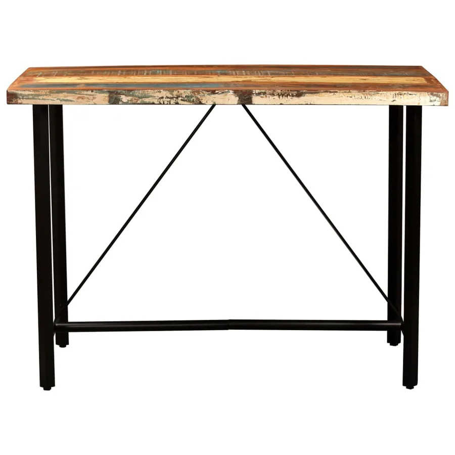 Ensemble de bar 5 pcs Bois de récupération et cuir véritable - 13