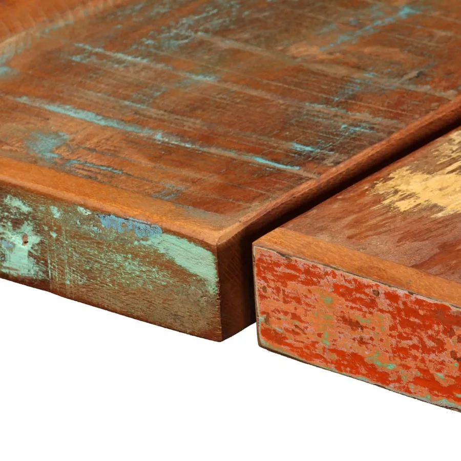 Ensemble de bar 5 pcs Bois de récupération et cuir véritable - 4