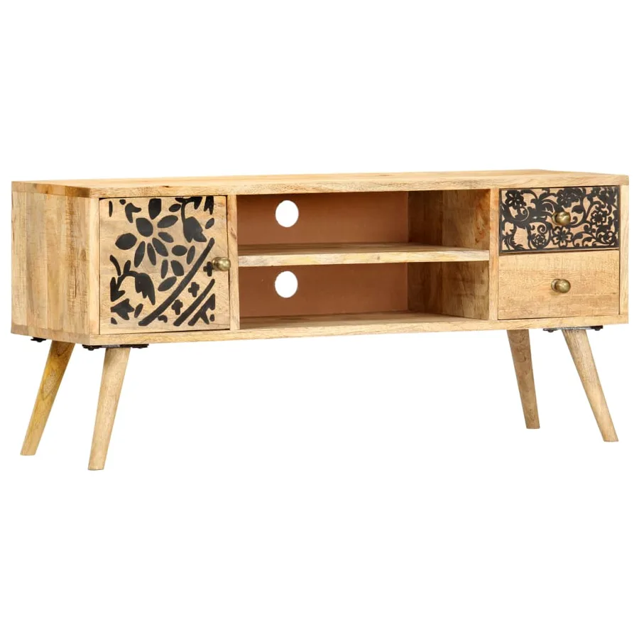 Meuble TV 100x30x45 cm bois massif de manguier - 9