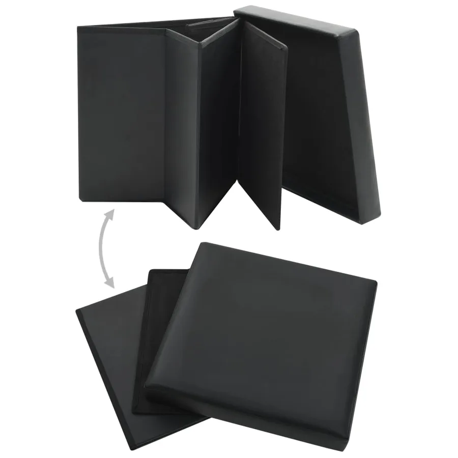 Tabouret de rangement pliable Noir Similicuir - 2