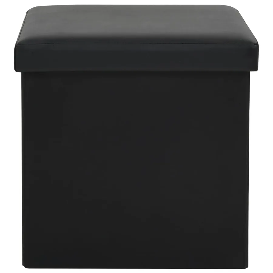 Tabouret de rangement pliable Noir Similicuir - 4