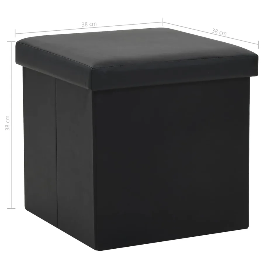 Tabouret de rangement pliable Noir Similicuir - 8