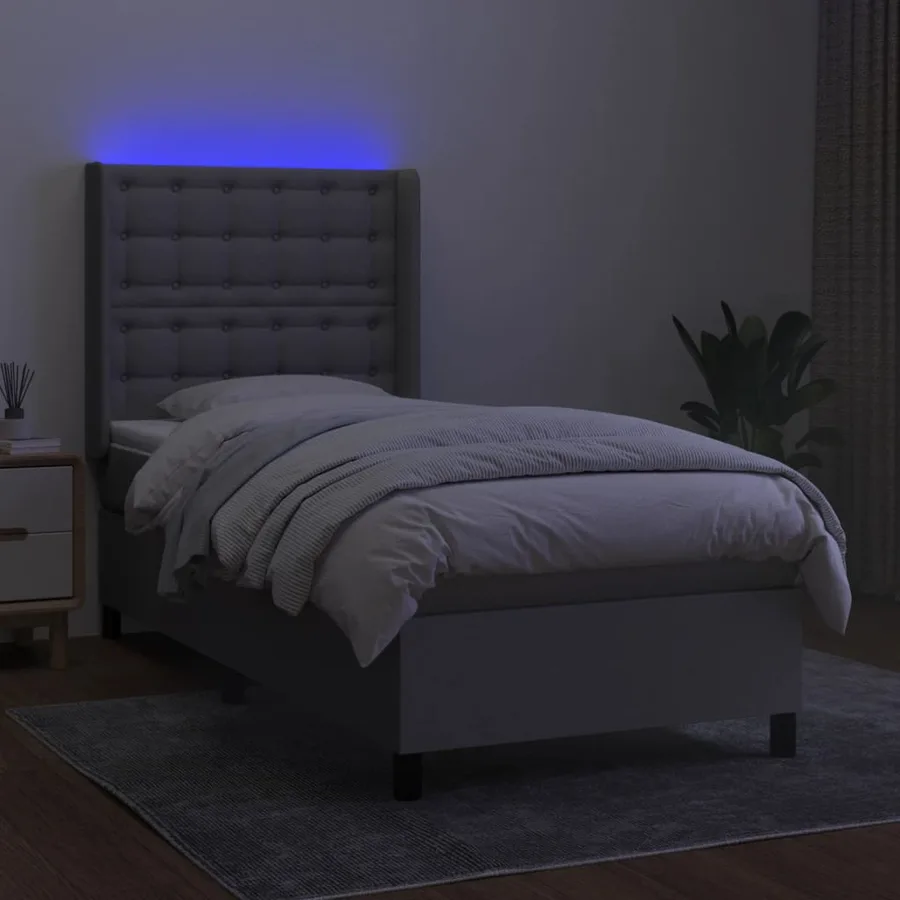 Sommier à lattes de lit matelas LED Gris clair 80x200cm Tissu - 3