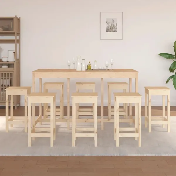 Ensemble de bar 9 pcs Bois de pin massif