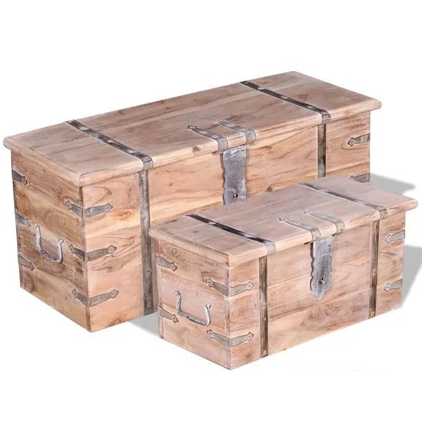 Ensemble de deux coffres de rangement Bois d'Acacia