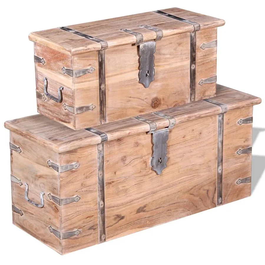 Ensemble de deux coffres de rangement Bois d'Acacia - 2