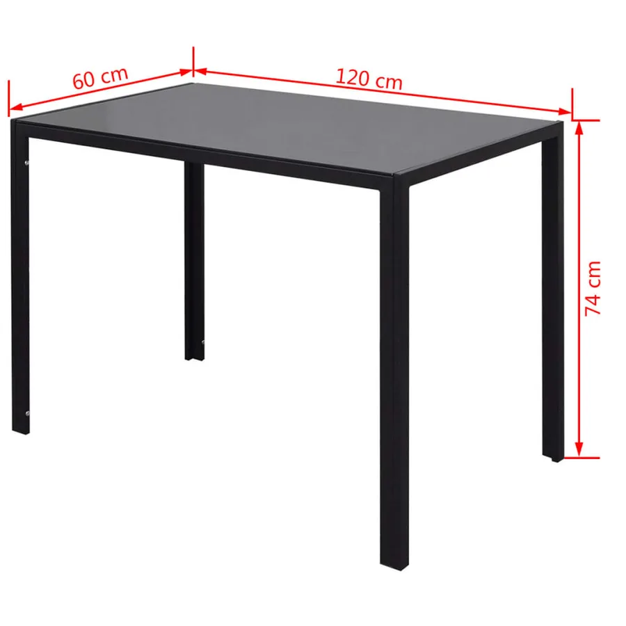 Ensemble de table à manger sept pièces noir - 7