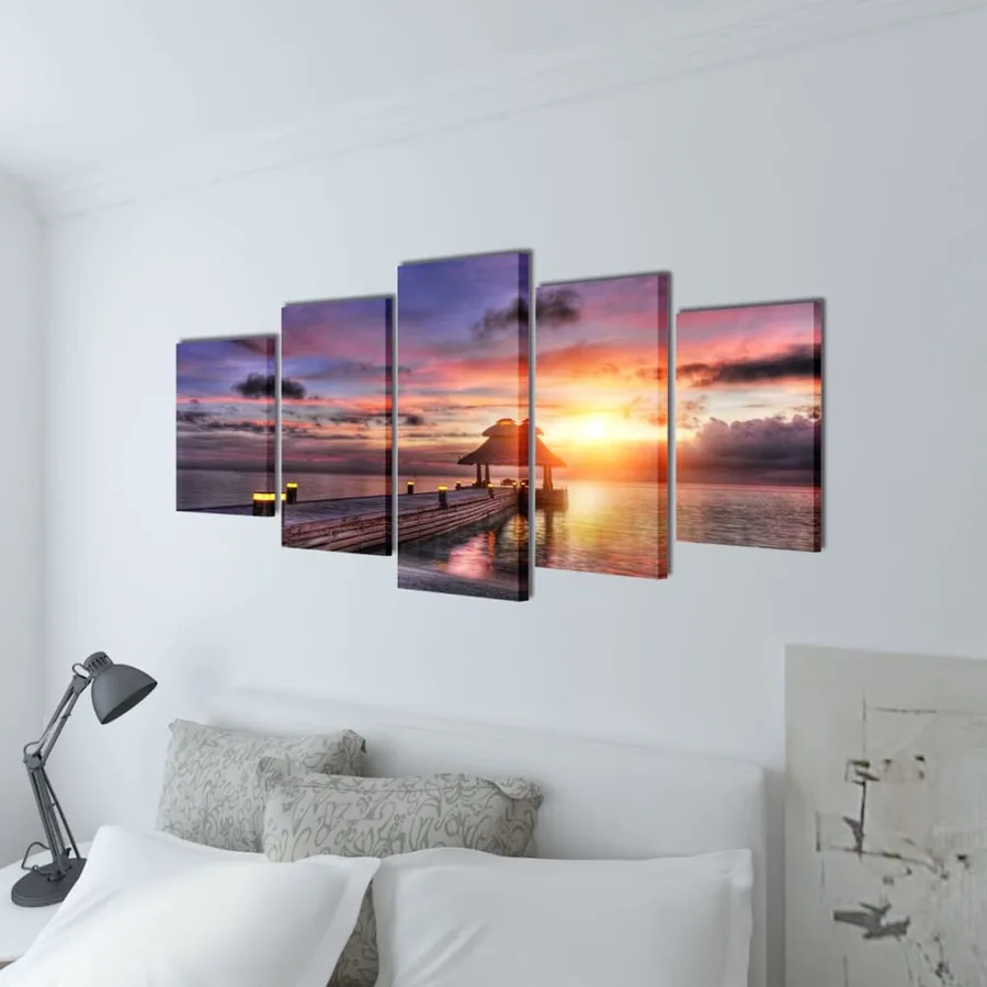 Set de toiles murales imprimées Plage avec pavillon 200 x 100 cm - 2