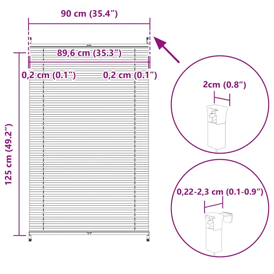 Store plissé 90x125 cm Blanc - 10