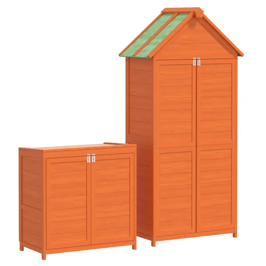 Ensemble de remise à outils de jardin 2 pcs marron pin massif - 6