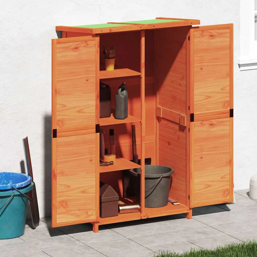 Abri à outils de jardin marron 83x57x140 cm bois massif pin