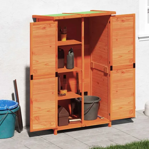 Abri à outils de jardin marron 83x57x140 cm bois massif pin