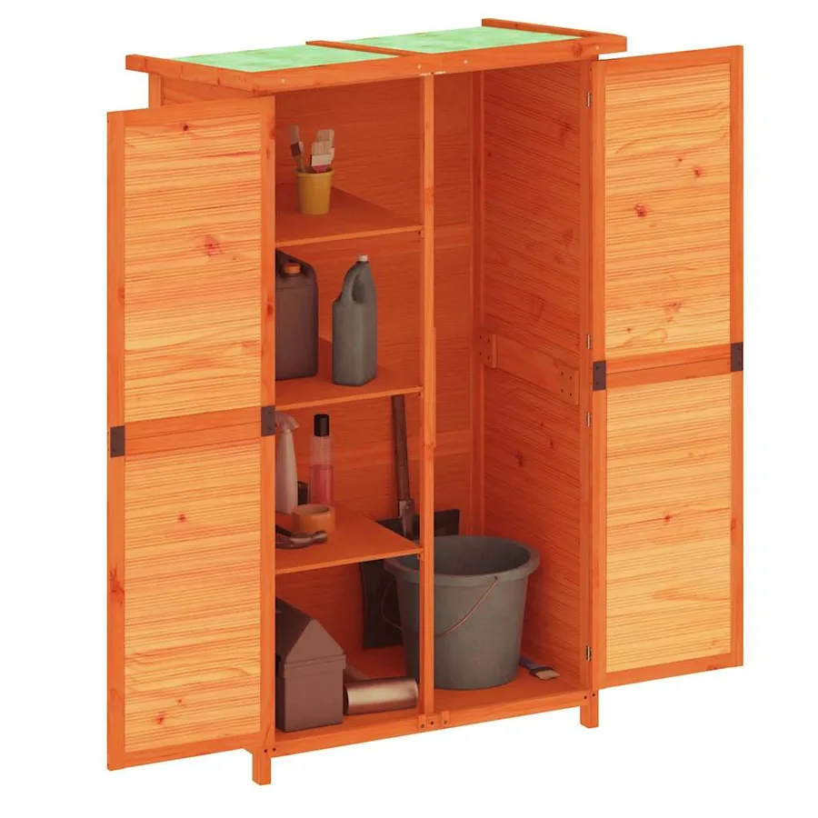 Abri à outils de jardin marron 83x57x140 cm bois massif pin - 3