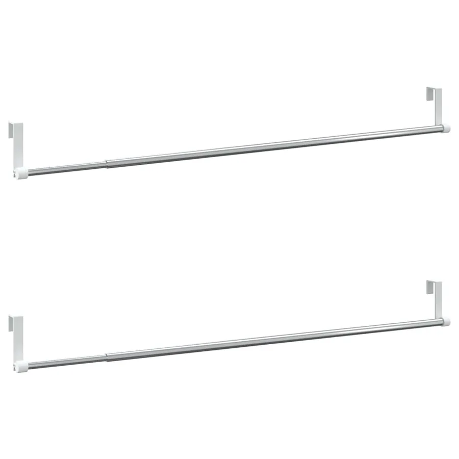Tringles à rideau 2 pcs blanc et argenté 60-105 cm aluminium - 2