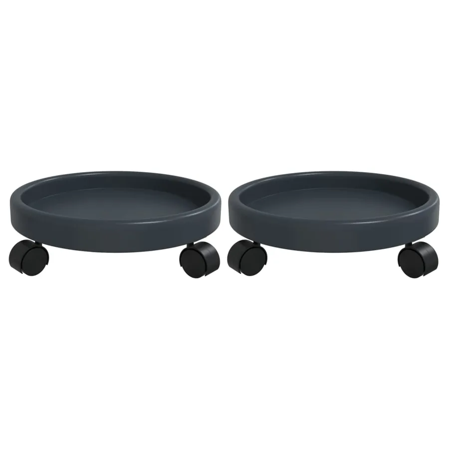 Chariots à plantes avec roues 2 pcs gris diamètre 34 cm 35 kg - 2