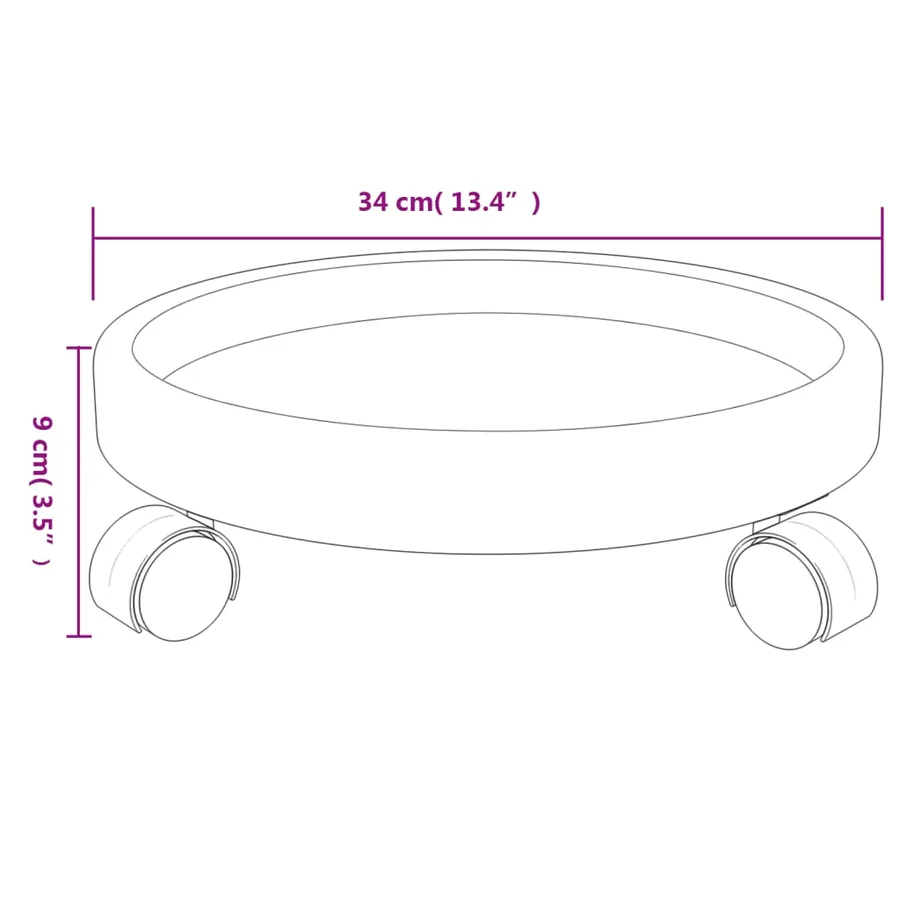 Chariots à plantes avec roues 2 pcs gris diamètre 34 cm 35 kg - 9