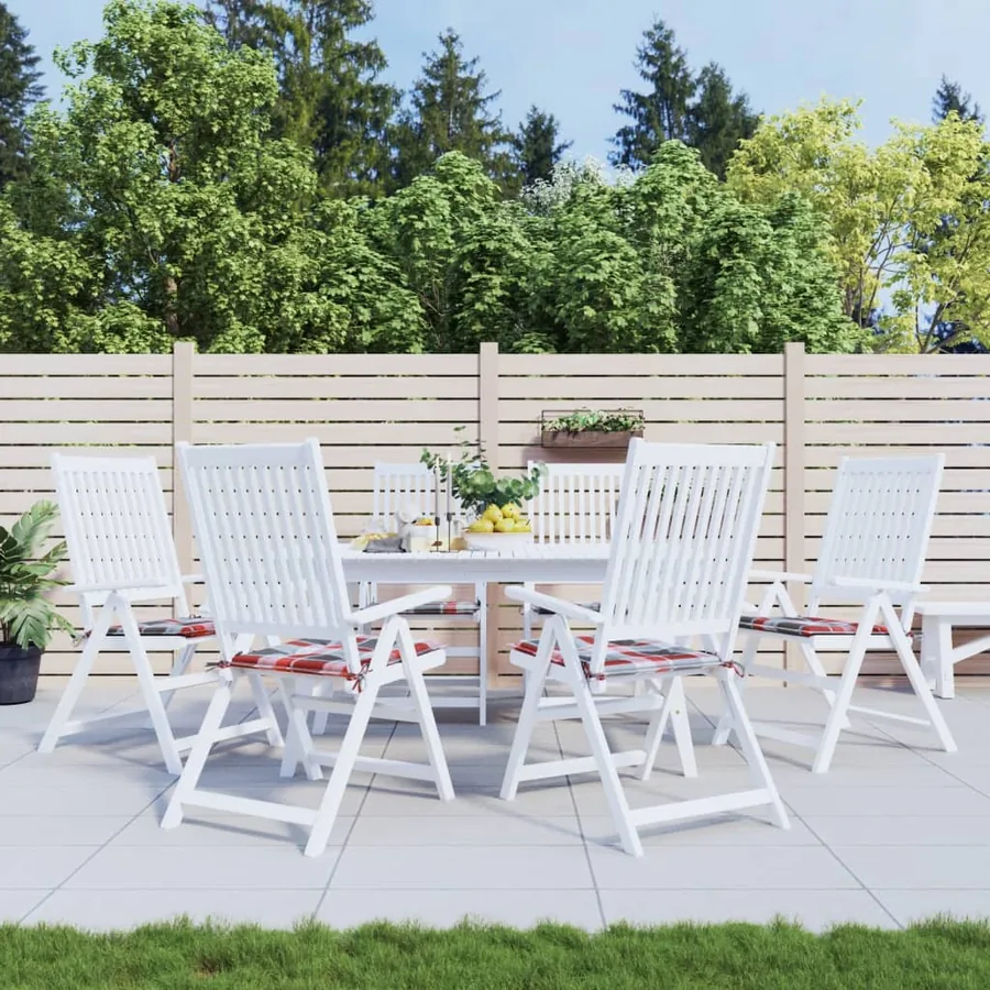 Coussins de chaise de jardin lot de 6 carreaux rouges 40x40x4cm