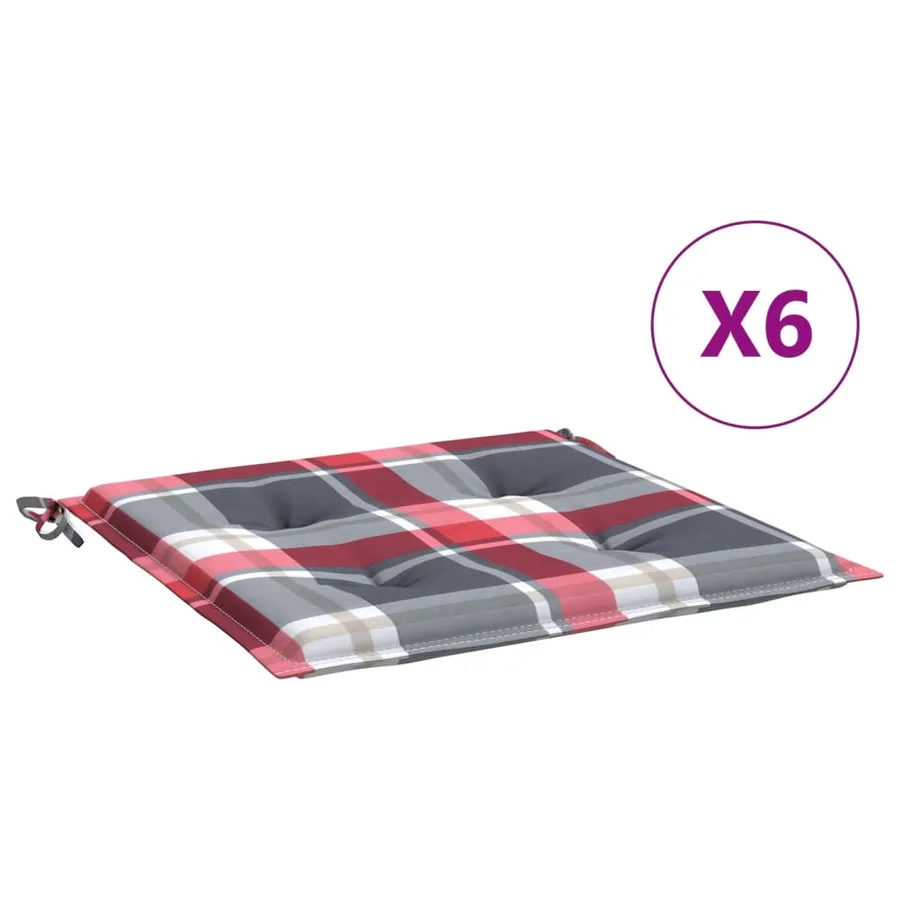 Coussins de chaise de jardin lot de 6 carreaux rouges 40x40x4cm - 2