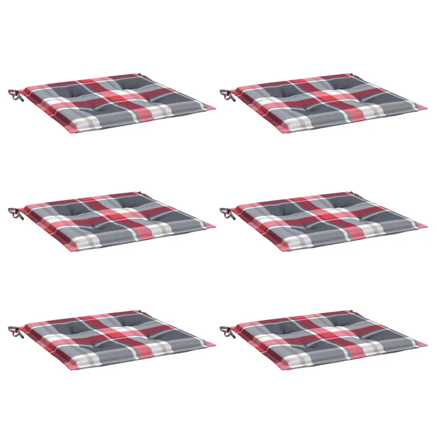 Coussins de chaise de jardin lot de 6 carreaux rouges 40x40x4cm - 3