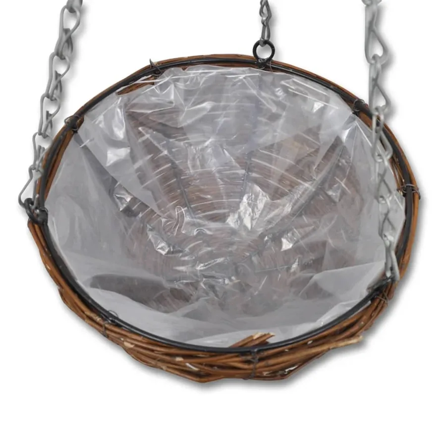 Lot de 4 Paniers Supsendus en Saule avec Fonds et Chaine Pendante - 4