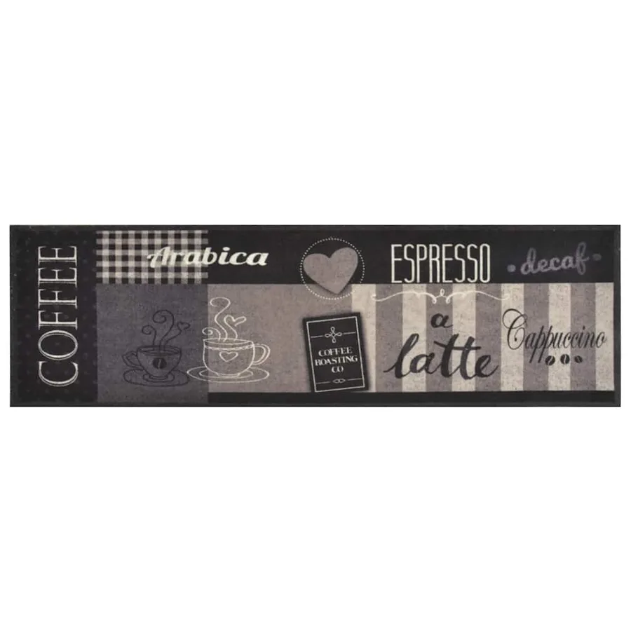Tapis de cuisine lavable impression café noir 45x150 cm velours - 2