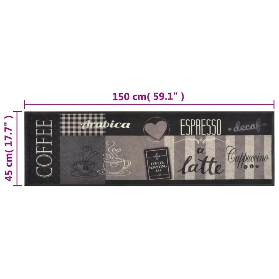 Tapis de cuisine lavable impression café noir 45x150 cm velours - 5