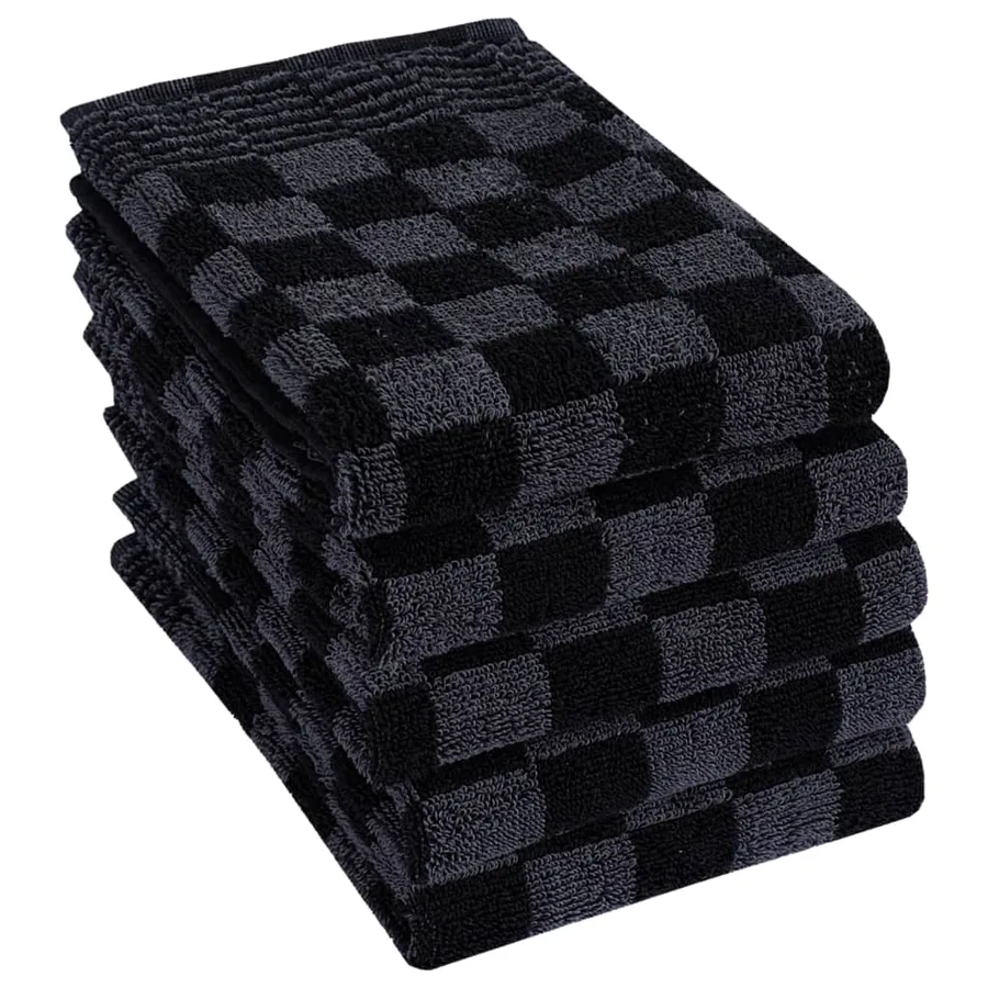 Ensemble de serviettes 10 pcs noir et gris coton - 4