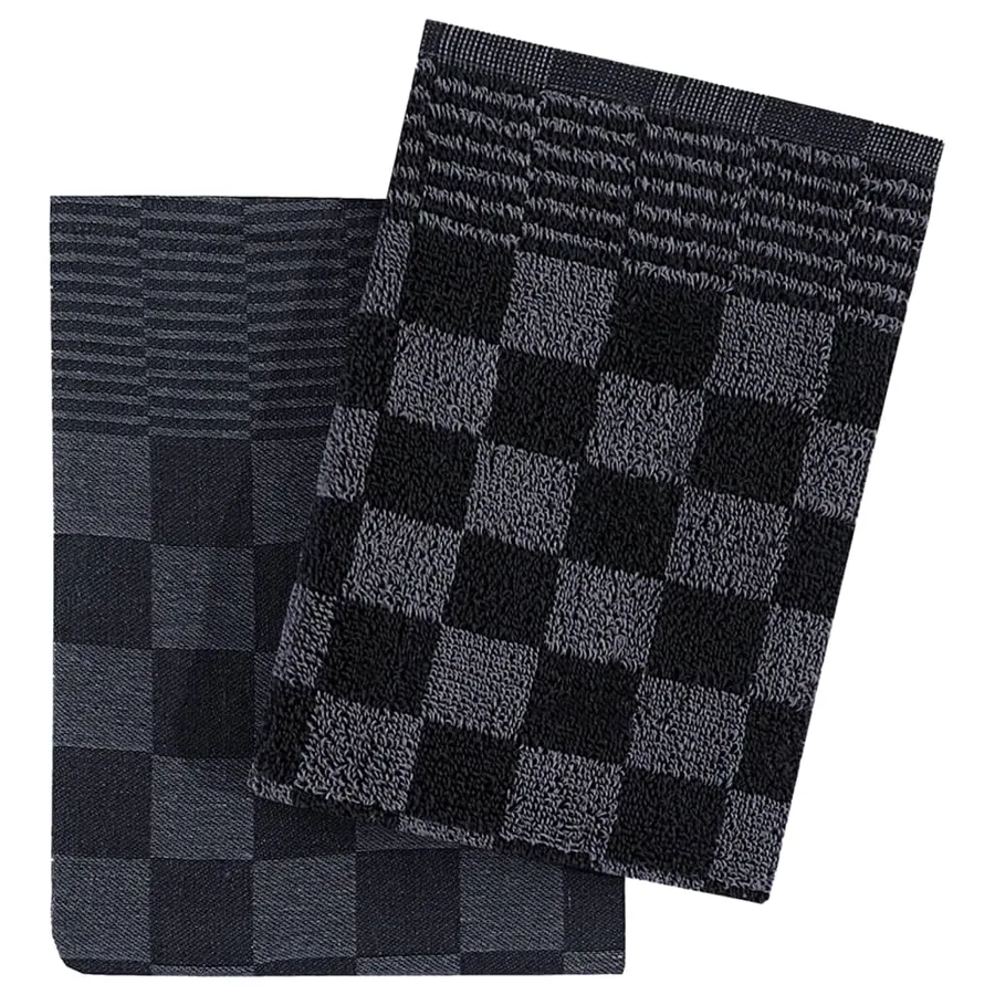 Ensemble de serviettes 10 pcs noir et gris coton - 7