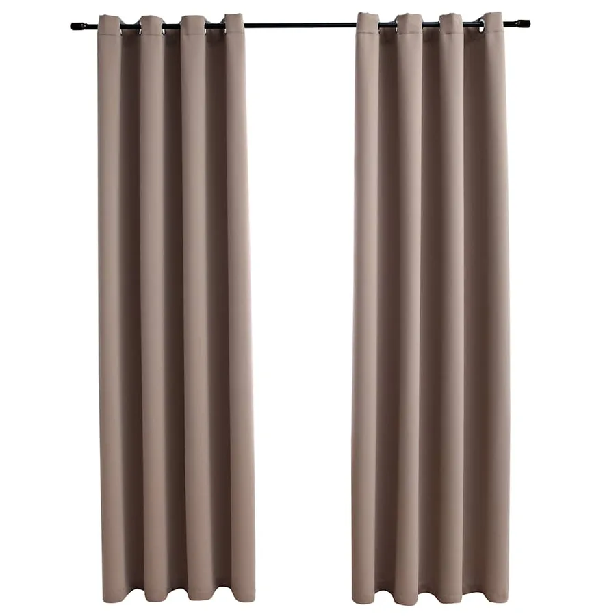 Rideaux occultants avec anneaux en métal 2 pcs Taupe 140x175 cm - 2