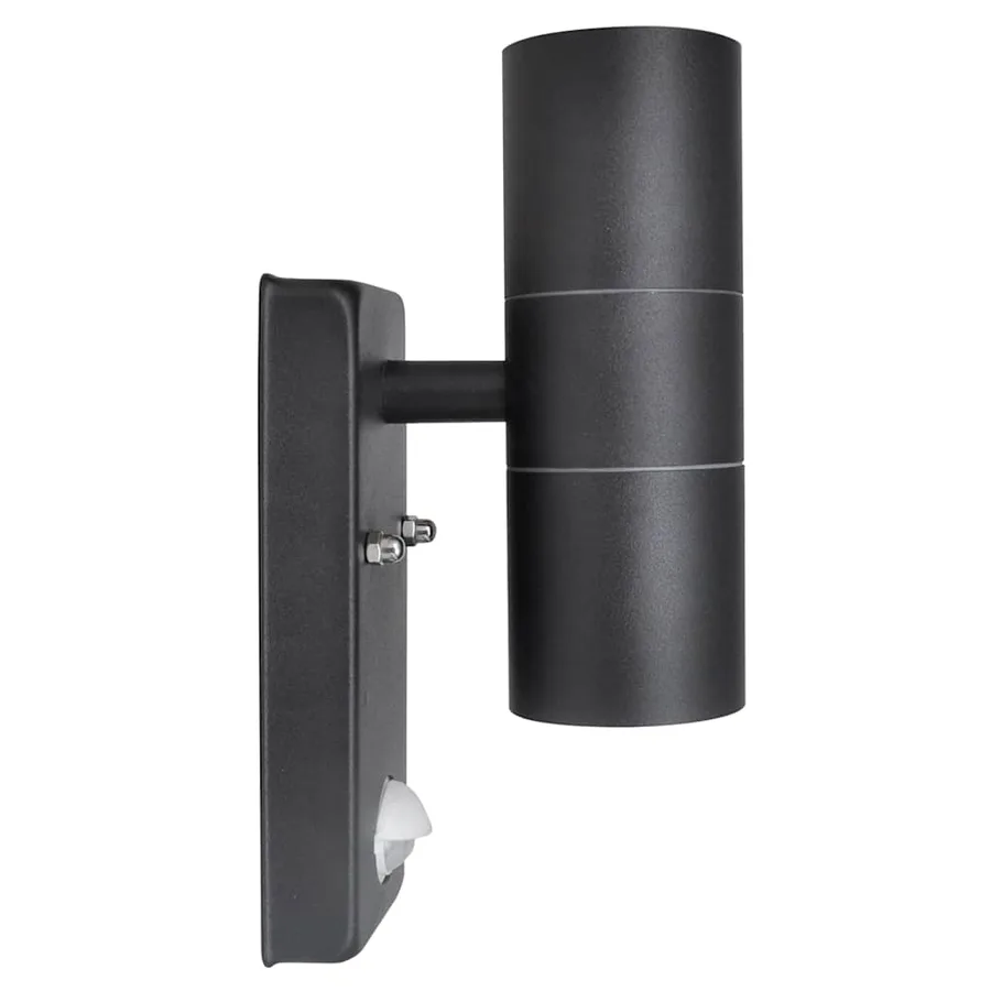 Lampe murale à LED avec capteur Inox Forme cylindrique Noir - 2