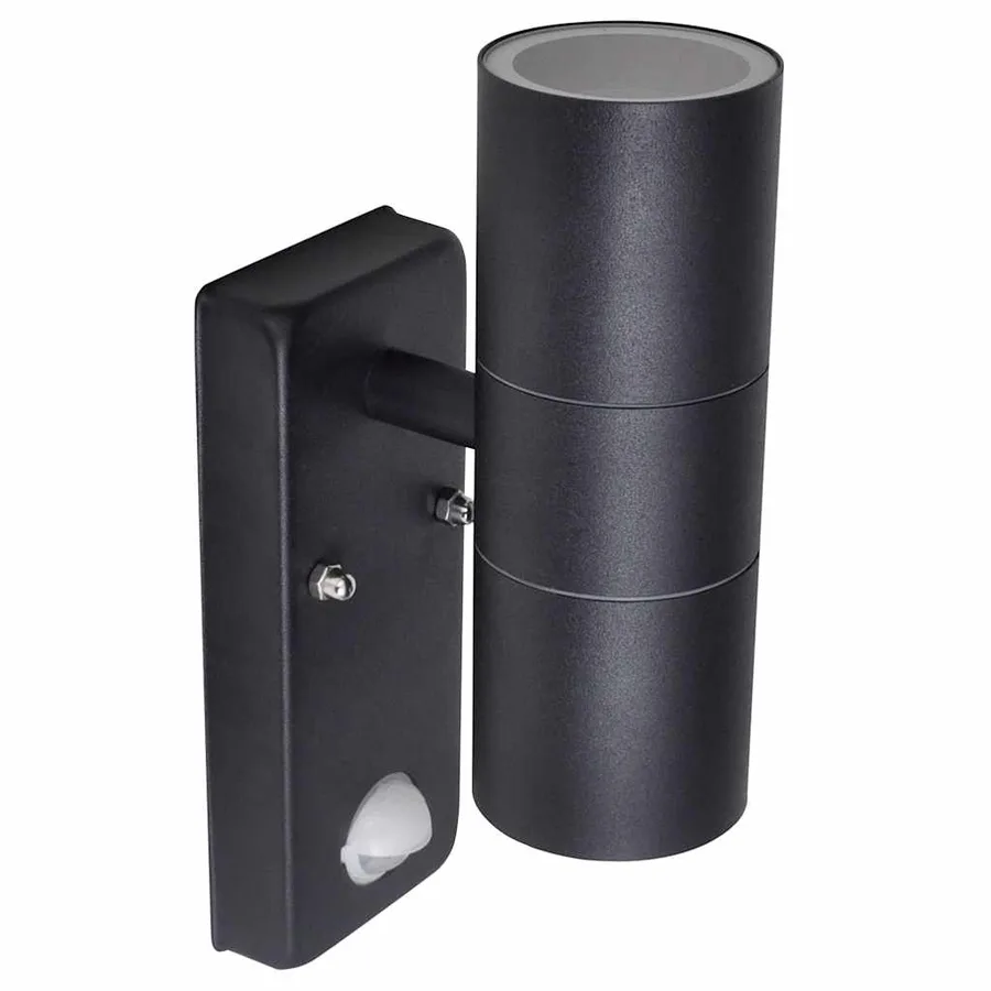 Lampe murale à LED avec capteur Inox Forme cylindrique Noir - 3