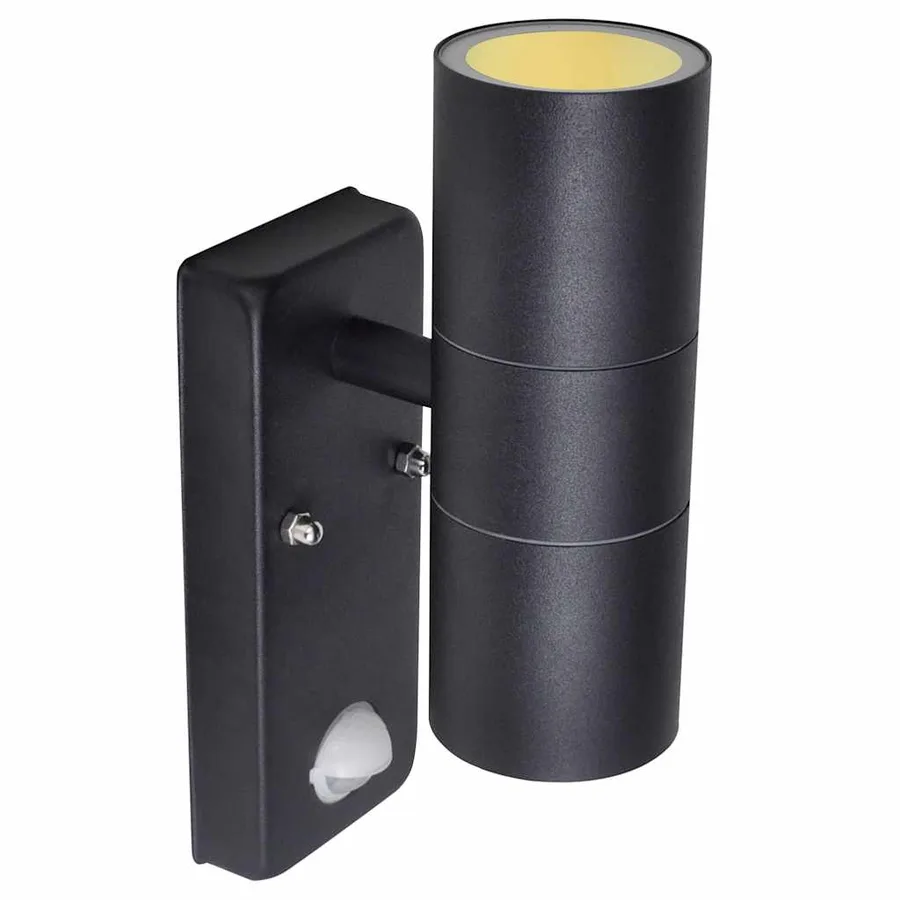 Lampe murale à LED avec capteur Inox Forme cylindrique Noir - 4