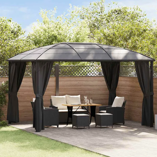 Tonnelle avec rideaux 400x300x265 cm Anthracite