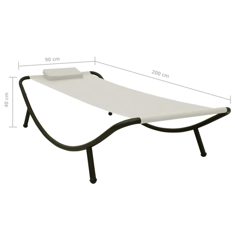 Lit de jardin crème 200x90 cm acier - 7
