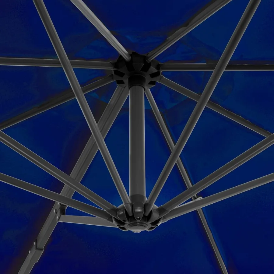Parasol de jardin en porte-à-faux mât en aluminium bleu azuré - 5