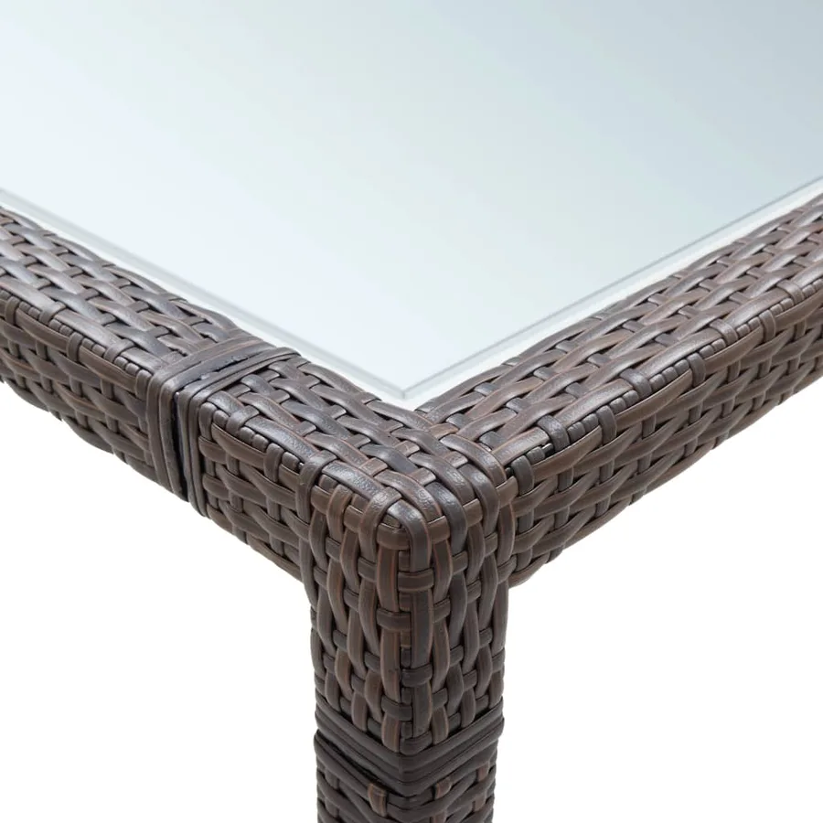Table à dîner d'extérieur Marron 200x150x74 cm Résine tressée - 3