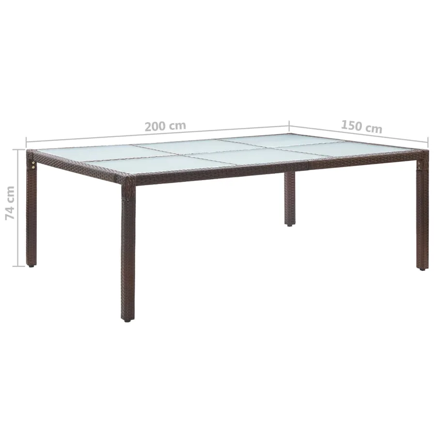 Table à dîner d'extérieur Marron 200x150x74 cm Résine tressée - 5