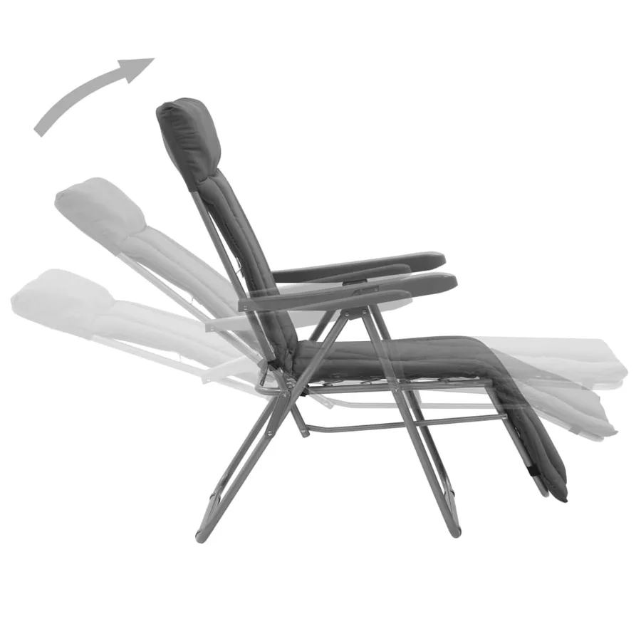 Chaises pliables de jardin avec coussins lot de 2 Gris - 3