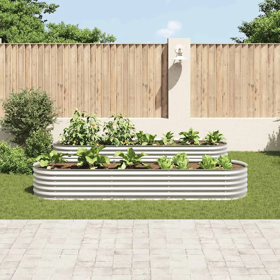Lit surélevé de jardin 320x80x44 cm Acier galvanisé Argenté - 3