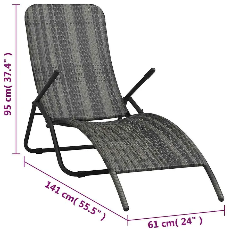 Chaise longue pliable résine tressée marron - 13